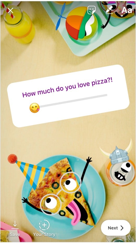 Instagram story games - Pizza Emoji Slider