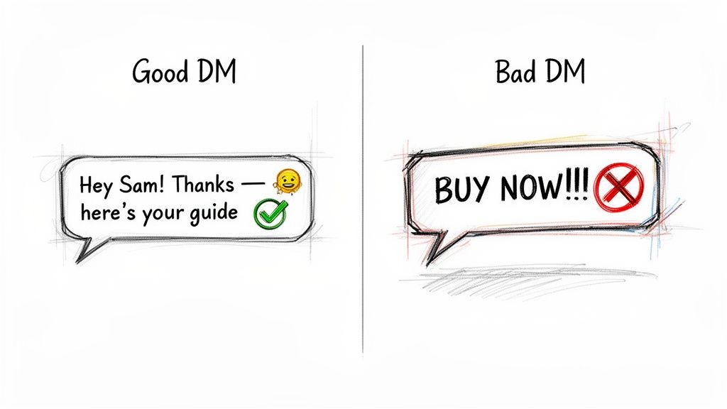 Good vs Bad DM Copy