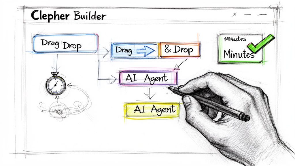 No Code AI Agent Builder Workflow Sketch