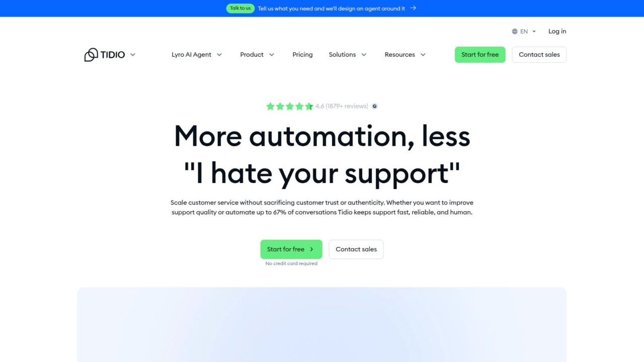 AI Chatbot Builder Tidio Homepage